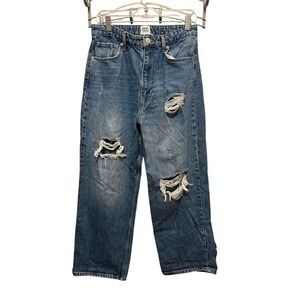 Urban Outfitters‎ BDG  Straight High Rise Vintage Jeans Women's 30 Ripped Blue